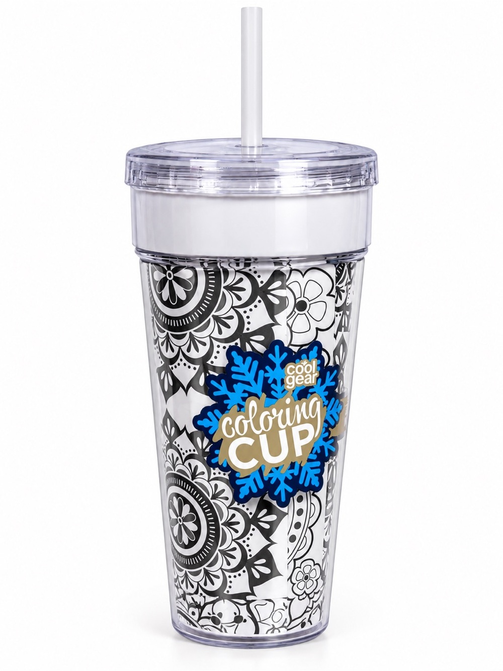 Cool Gear Coloring Art Plastic Portable Travel Cold Coffee Tea Tumbler Cup